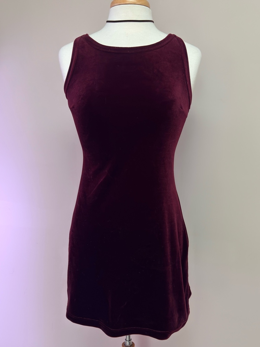 Vintage 90s burgundy velvet mini dress ❀